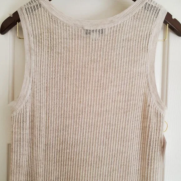 White + Warren, Hi-Low Sleeveless Sweater Tunic Vest in Cream, Size Small - Picture 8 of 8